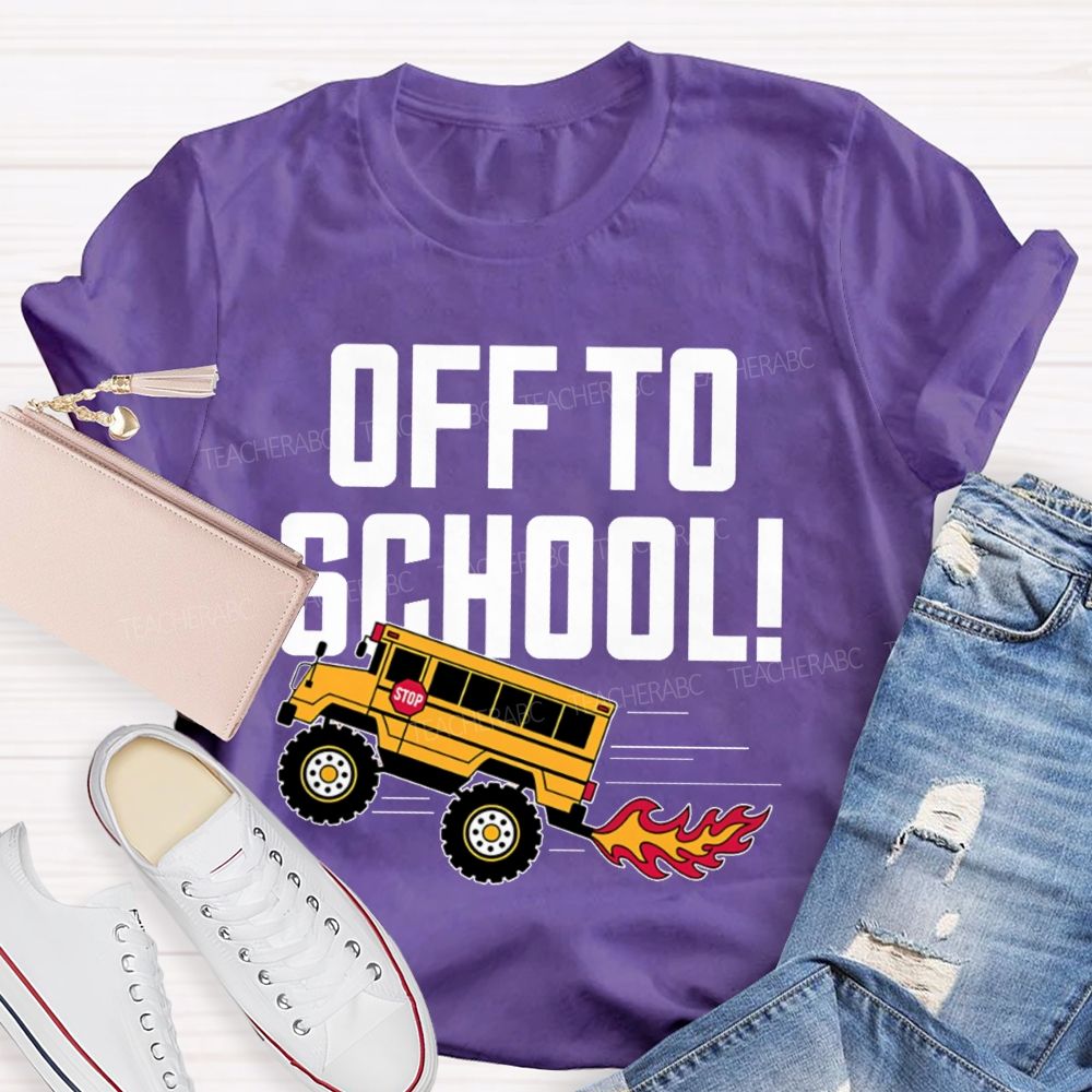 Off To School Bus Pattern Teacher T-shirt