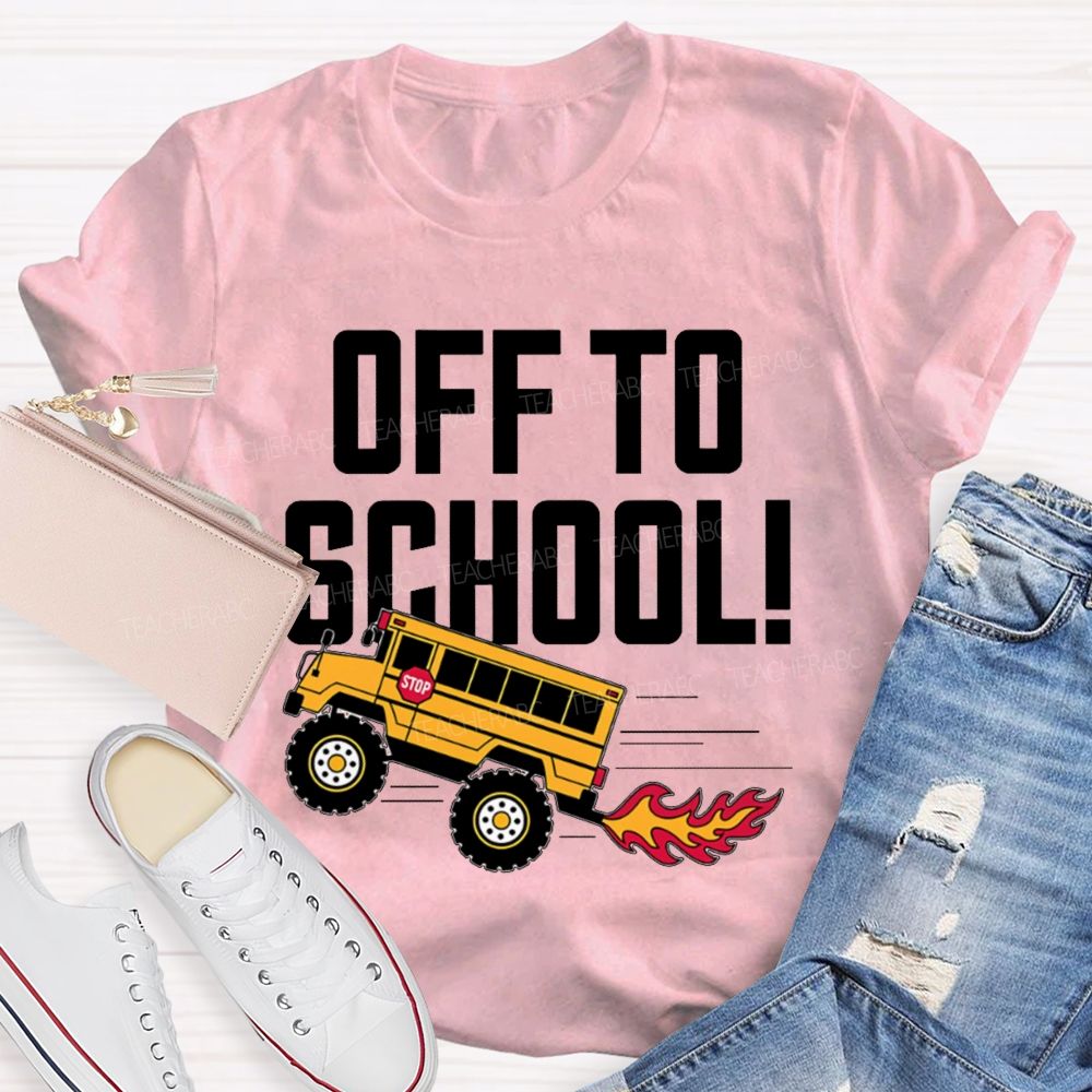 Off To School Bus Pattern Teacher T-shirt