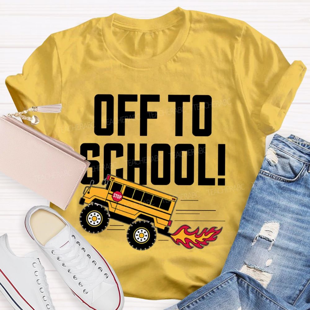 Off To School Bus Pattern Teacher T-shirt