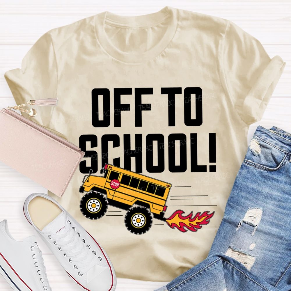 Off To School Bus Pattern Teacher T-shirt