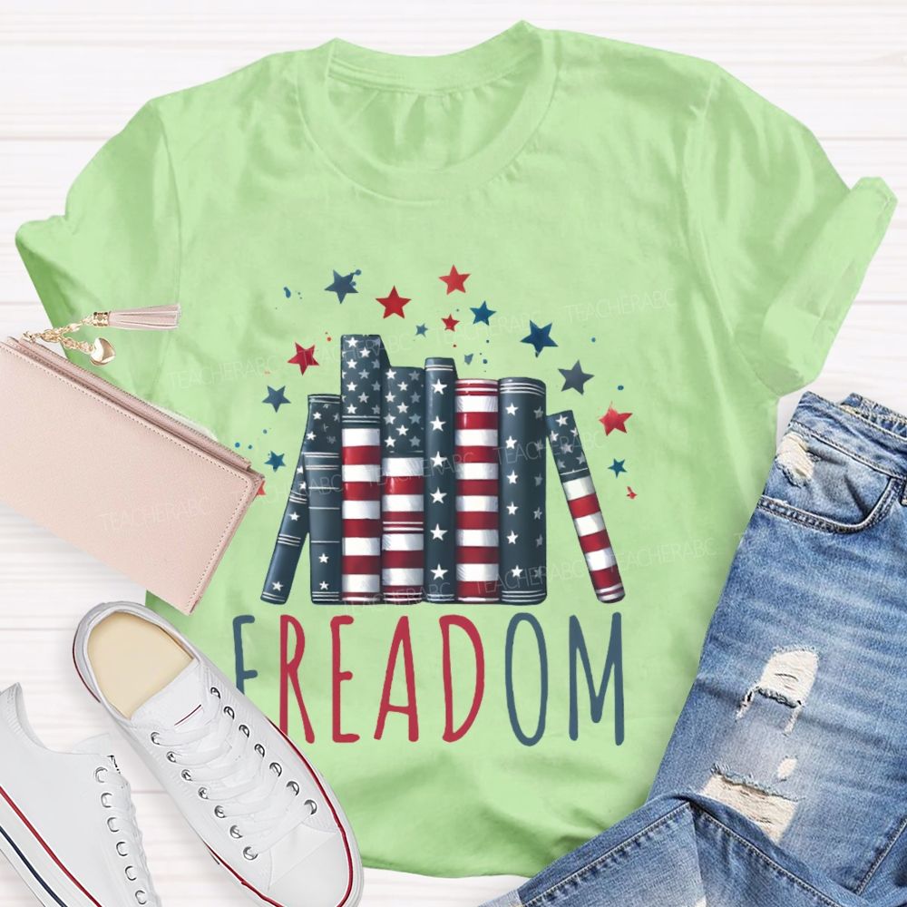 4th Of July Freedom Reading Pattern Teacher T-shirt