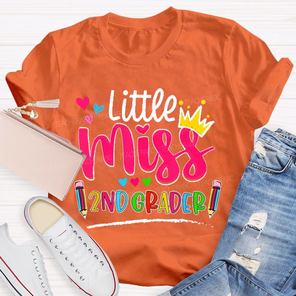 Personalized Grade Little Miss 2nd Grader Teacher T-shirt