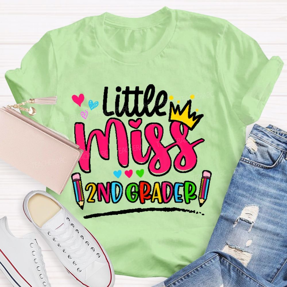 Personalized Grade Little Miss 2nd Grader Teacher T-shirt