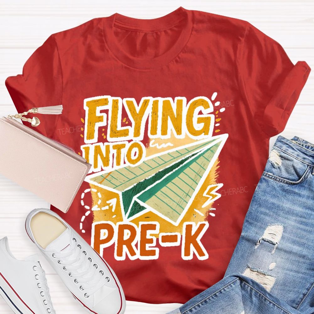 Personalized Grade Flying Into Pre-K Teacher T-shirt