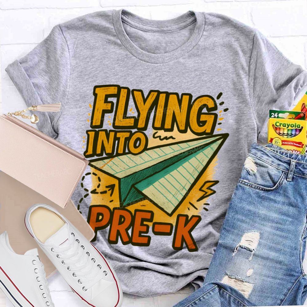 Personalized Grade Flying Into Pre-K Teacher T-shirt