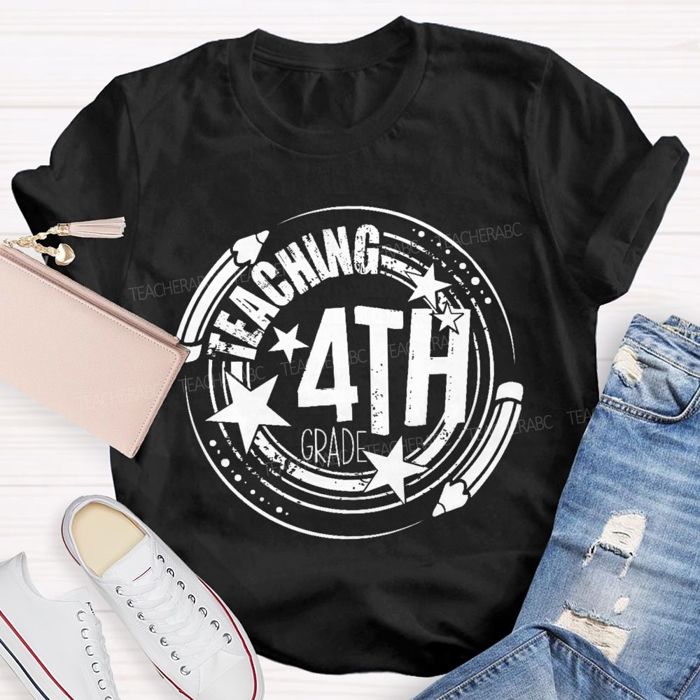 Personalized Grade Teaching 4th Grade Graphics Teacher T-shirt