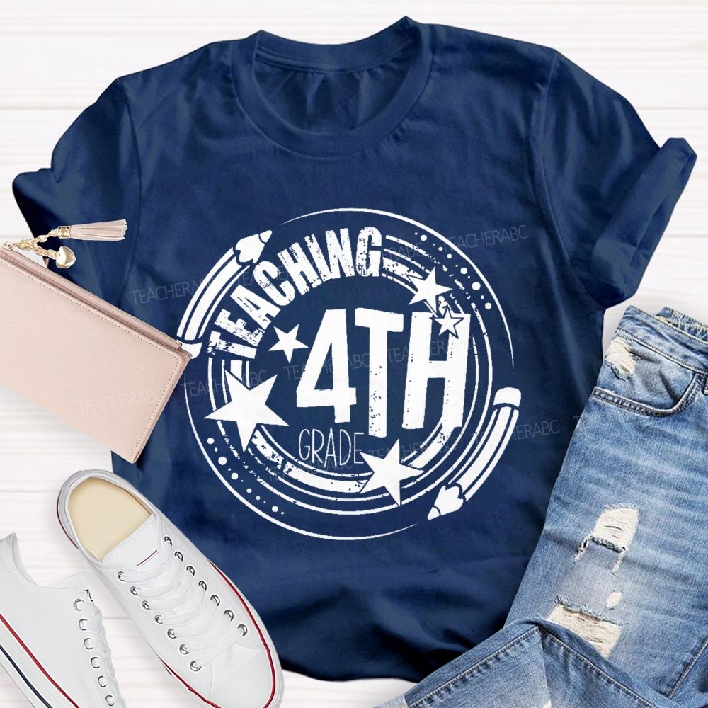 Personalized Grade Teaching 4th Grade Graphics Teacher T-shirt