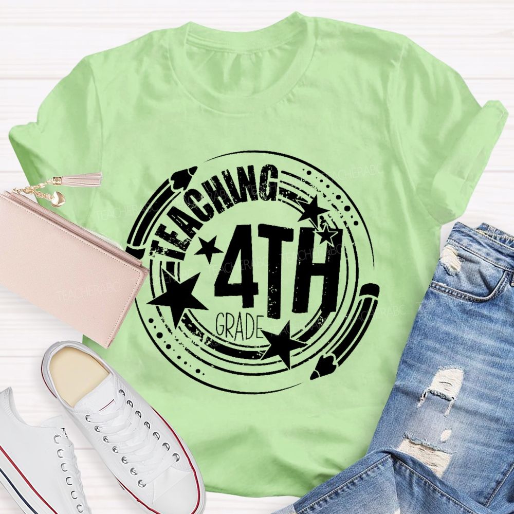 Personalized Grade Teaching 4th Grade Graphics Teacher T-shirt