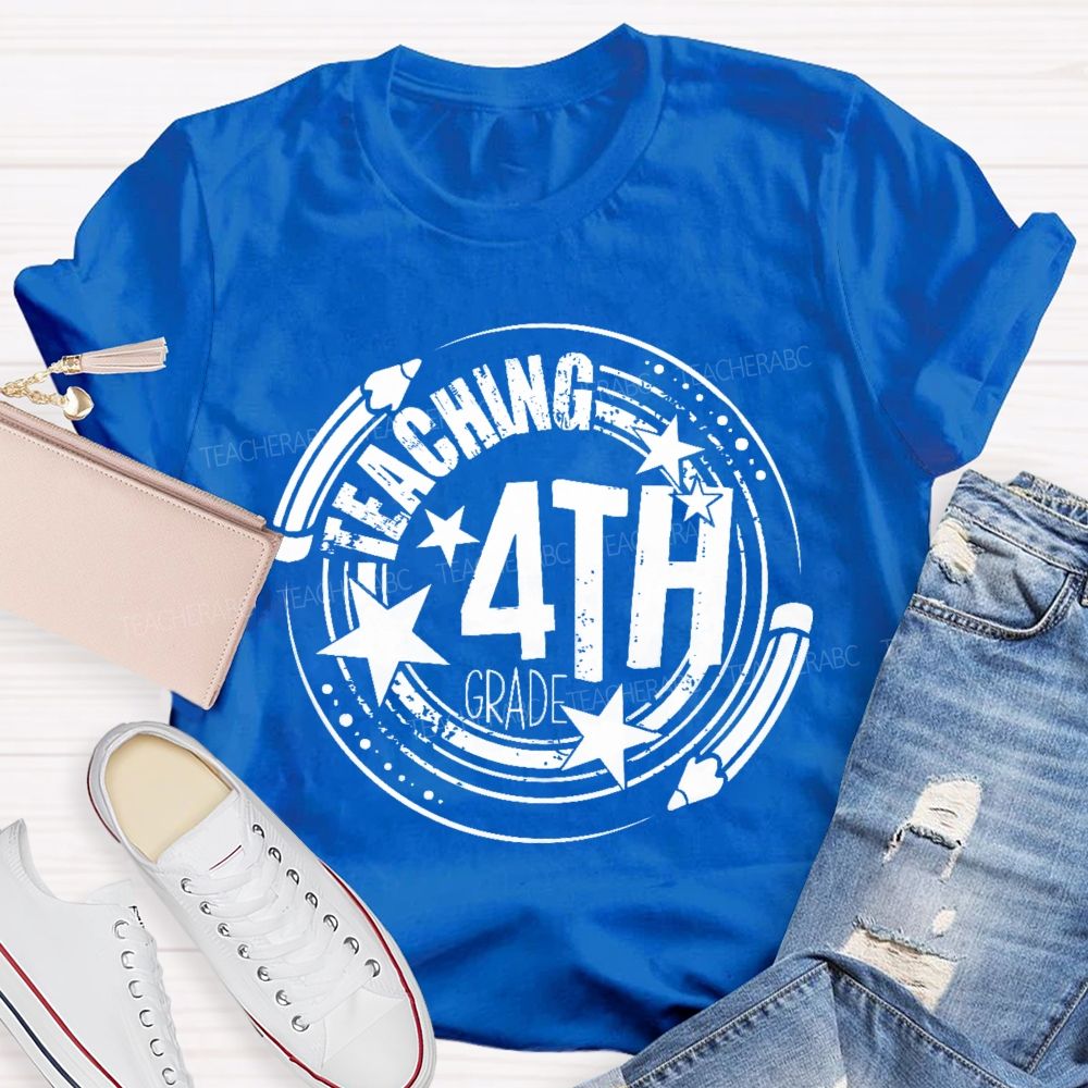 Personalized Grade Teaching 4th Grade Graphics Teacher T-shirt