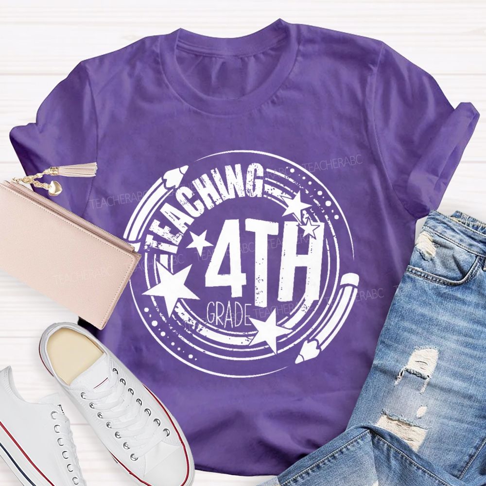 Personalized Grade Teaching 4th Grade Graphics Teacher T-shirt