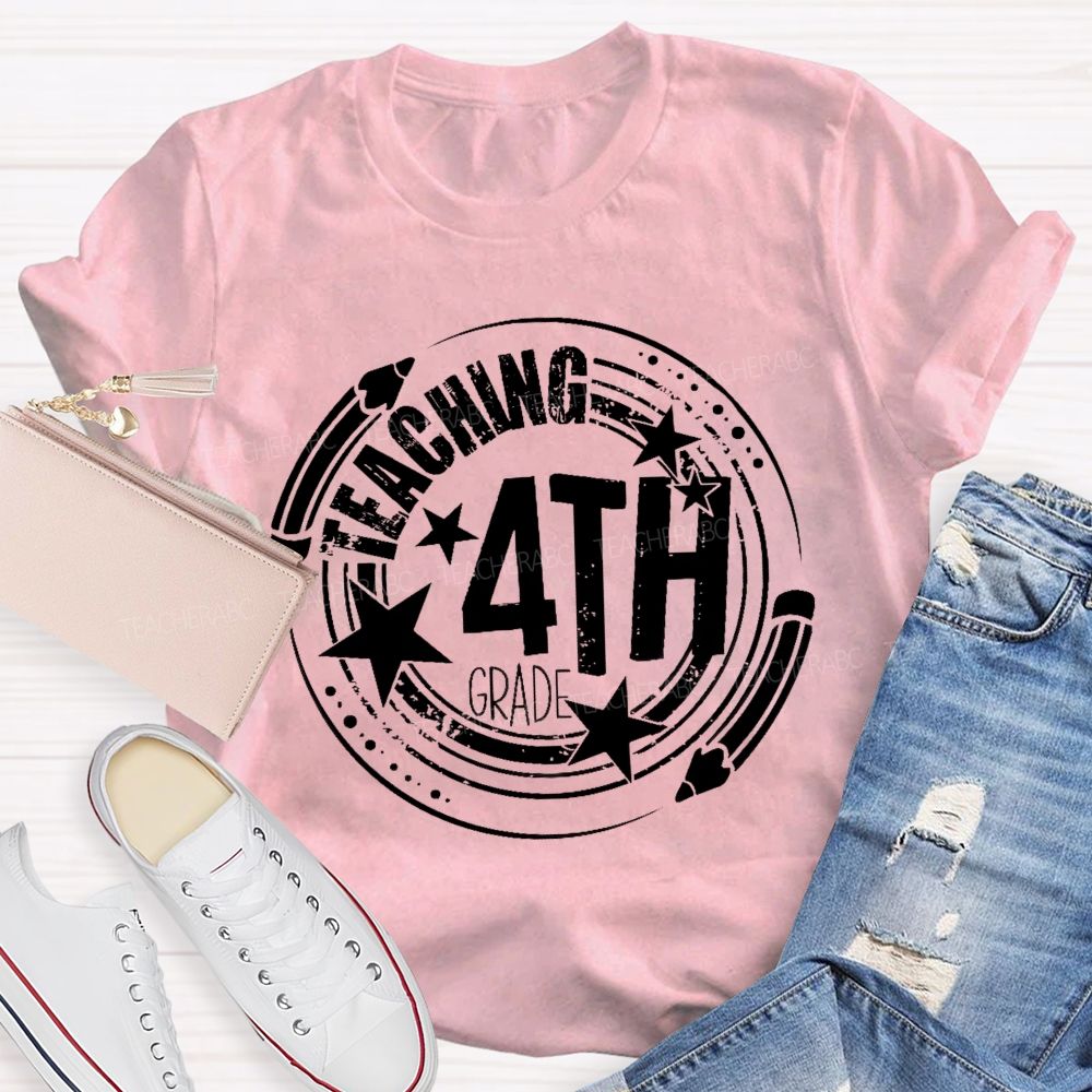 Personalized Grade Teaching 4th Grade Graphics Teacher T-shirt