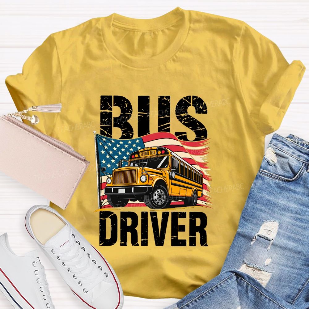 Proud Bus Driver Proud American T-shirt