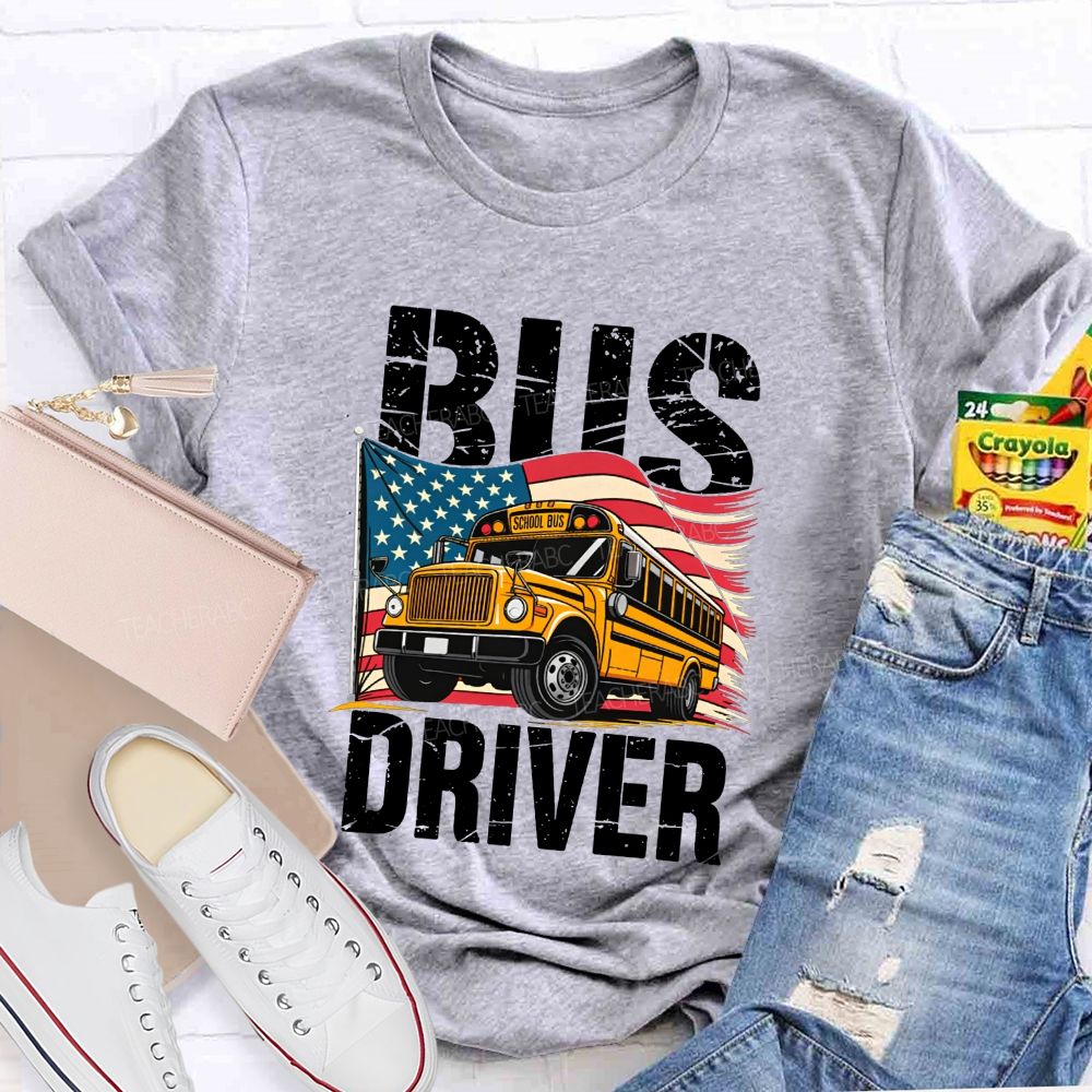Proud Bus Driver Proud American T-shirt