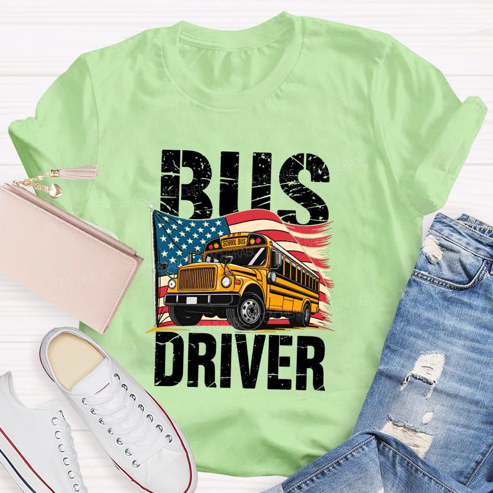 Proud Bus Driver Proud American T-shirt