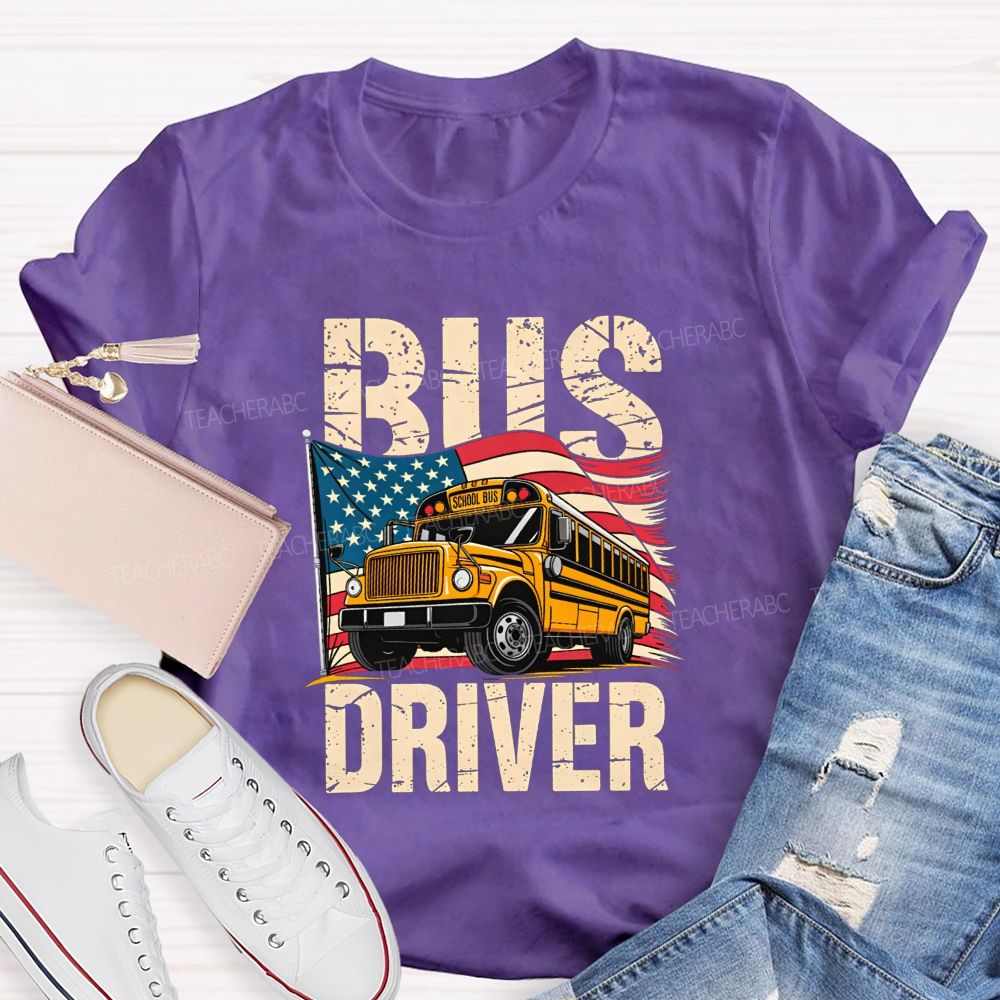 Proud Bus Driver Proud American T-shirt