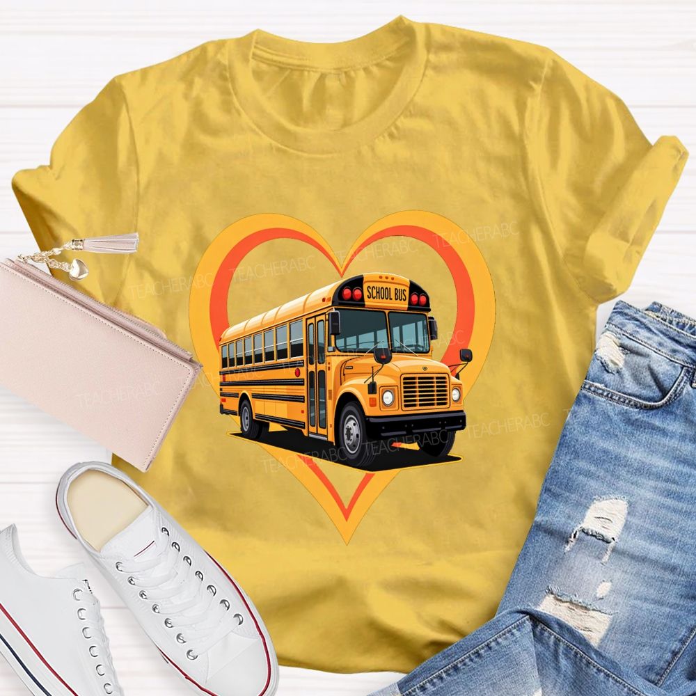 I Love Being A School Bus Driver Heart Bus T-shirt