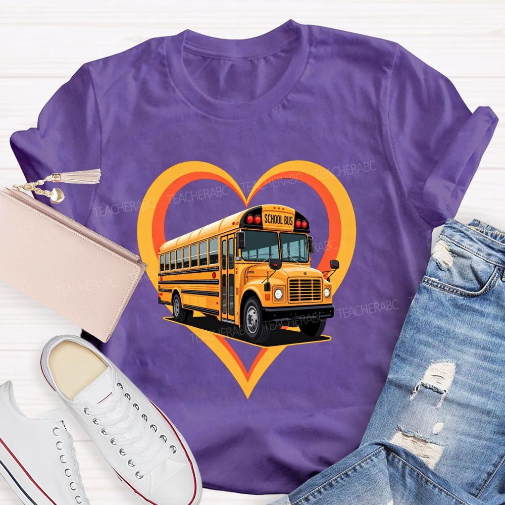 I Love Being A School Bus Driver Heart Bus T-shirt