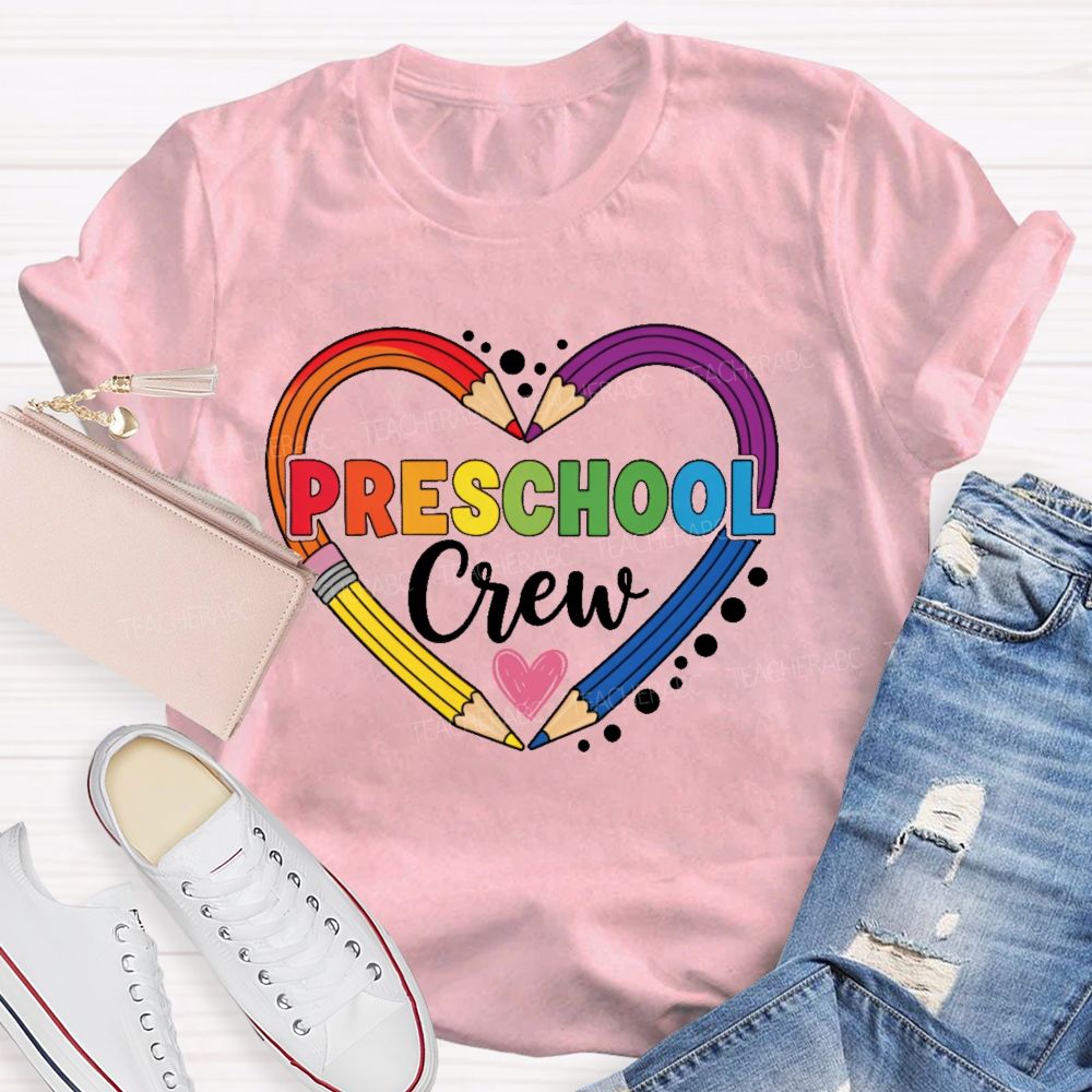 Personalized Grade Preschool Crew Love Pencil Teacher T-shirt