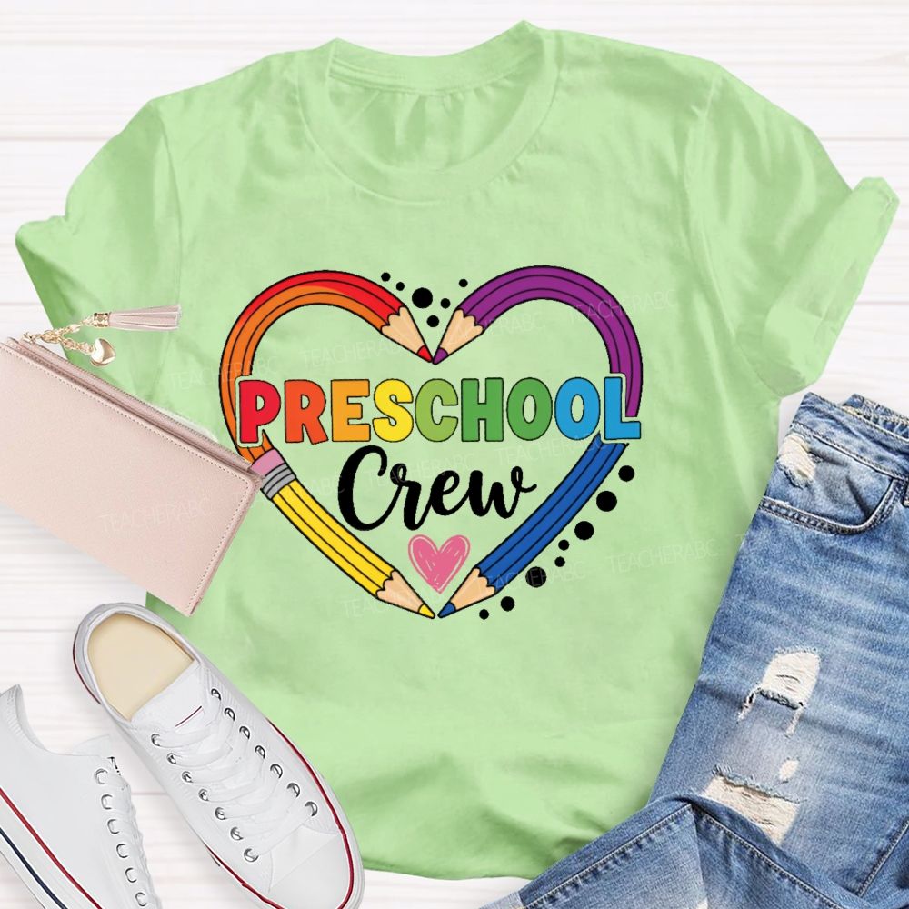 Personalized Grade Preschool Crew Love Pencil Teacher T-shirt