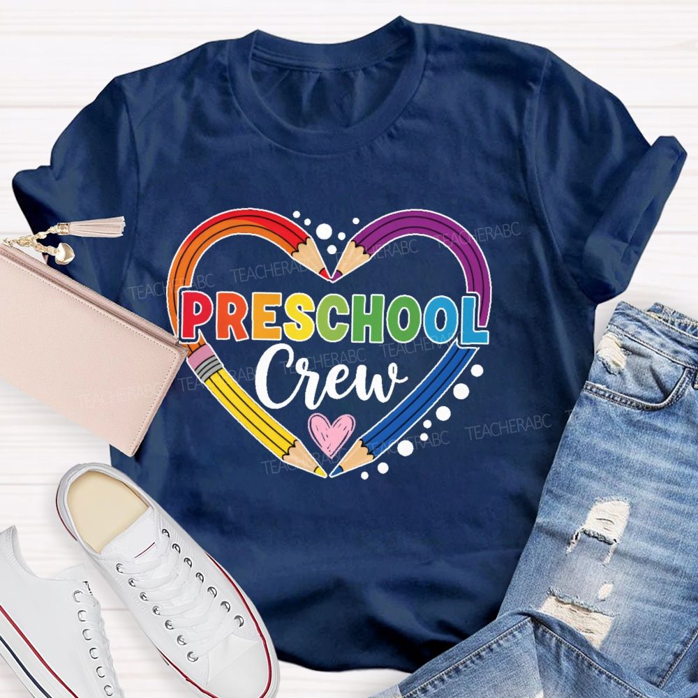 Personalized Grade Preschool Crew Love Pencil Teacher T-shirt