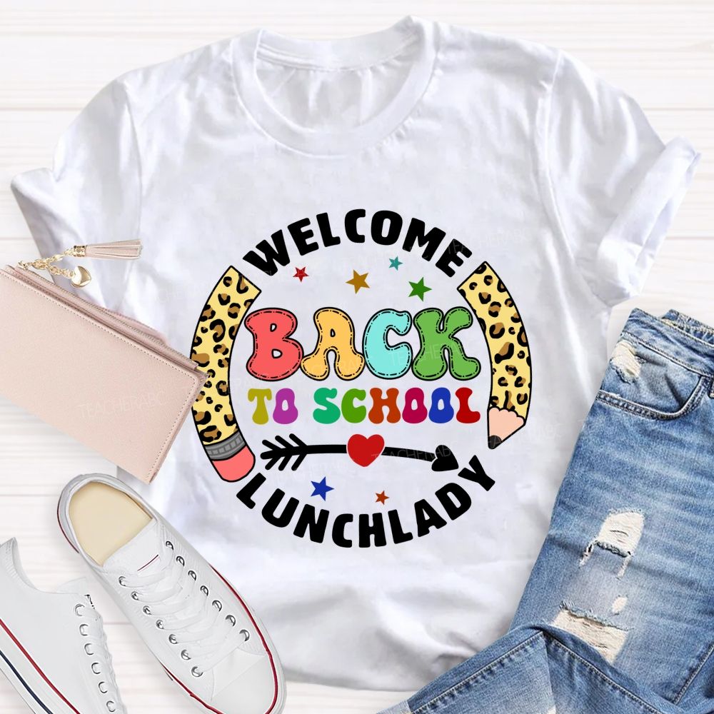 Personalized School Position Welcome Back To School Leopard Pencil Teacher T-Shirt
