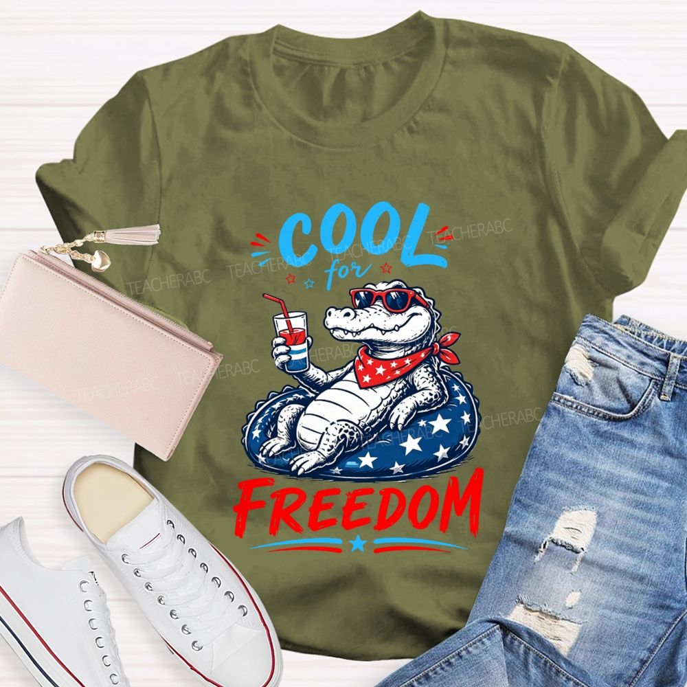 Cool For Freedom Patriotic Alligator Float Drink T-shirt