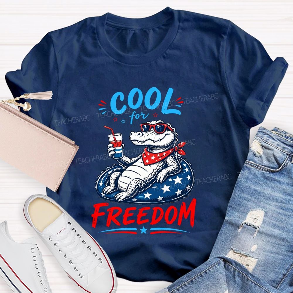 Cool For Freedom Patriotic Alligator Float Drink T-shirt