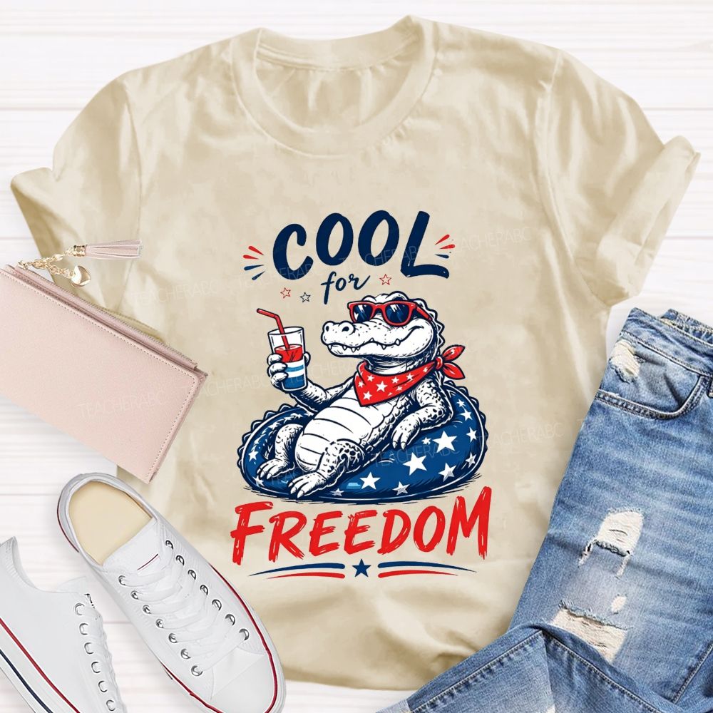 Cool For Freedom Patriotic Alligator Float Drink T-shirt
