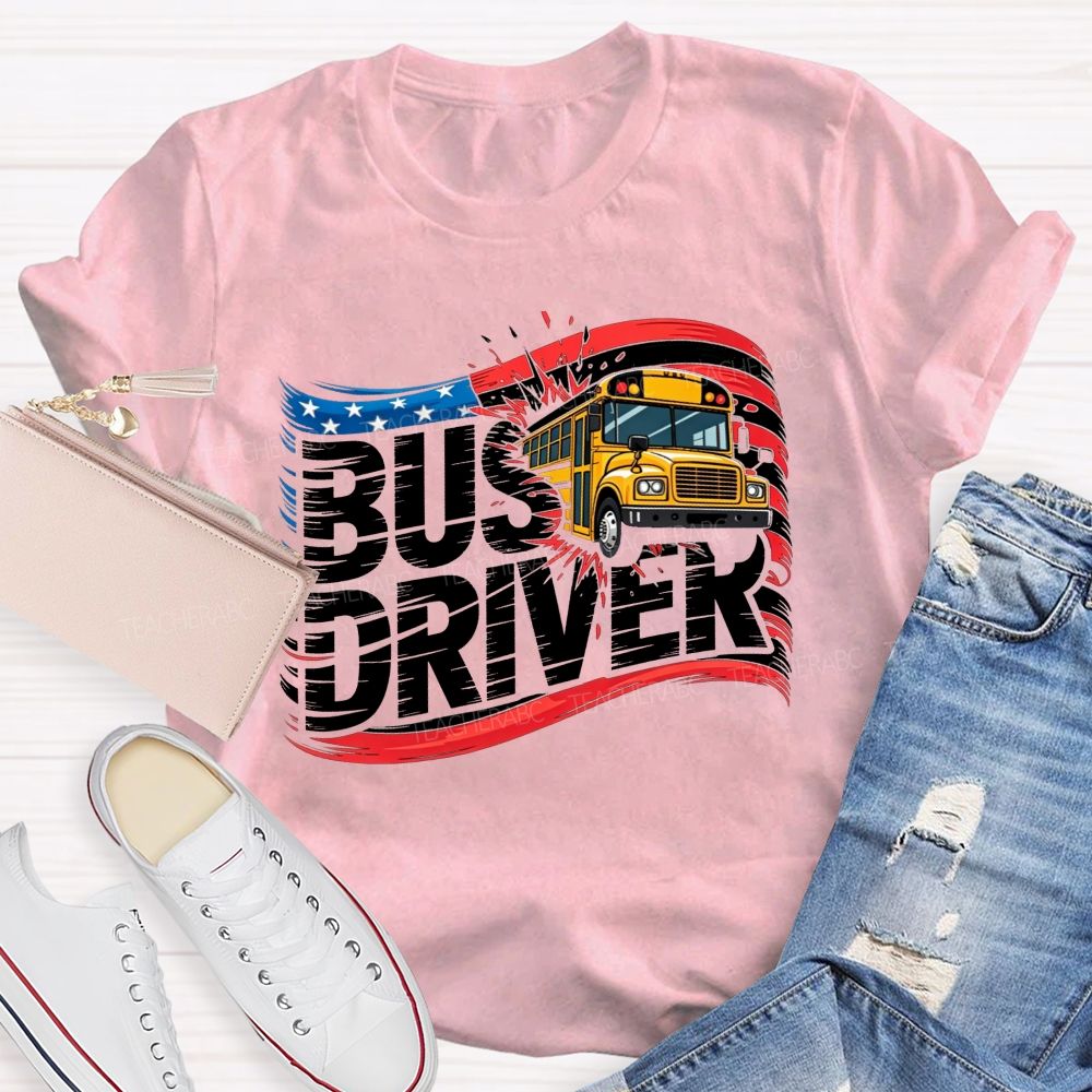 Proud American School Bus Driver T-shirt