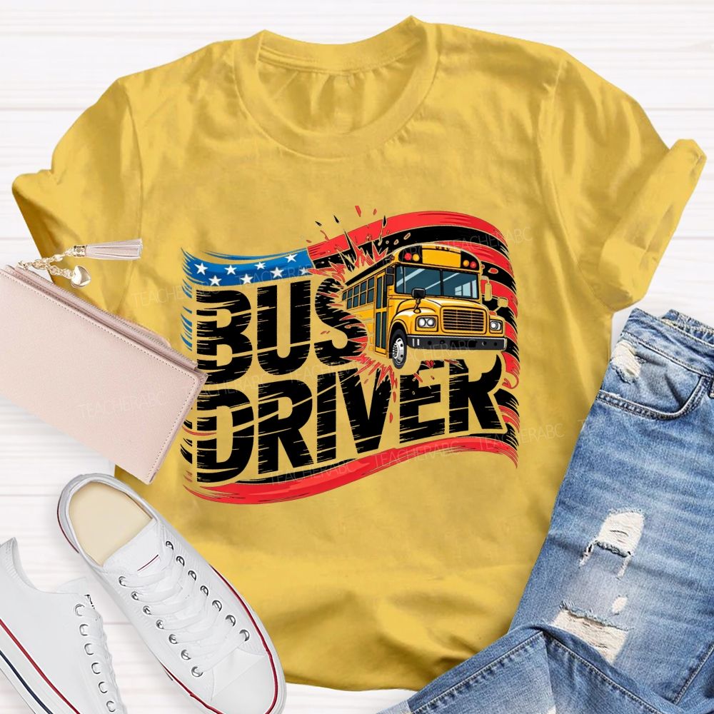 Proud American School Bus Driver T-shirt