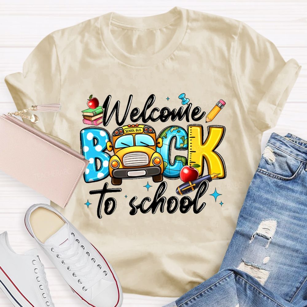 Welcome Back To School Graphic School Bus Teacher T-shirt