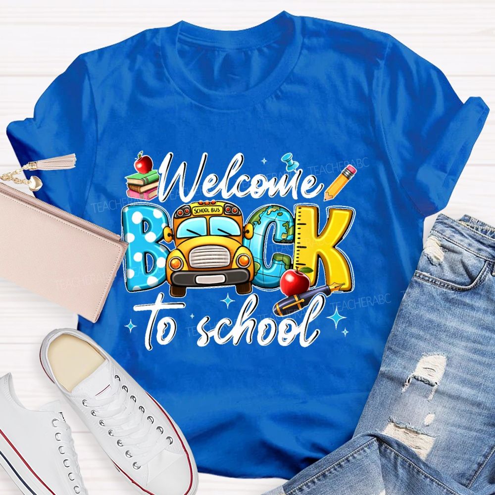 Welcome Back To School Graphic School Bus Teacher T-shirt