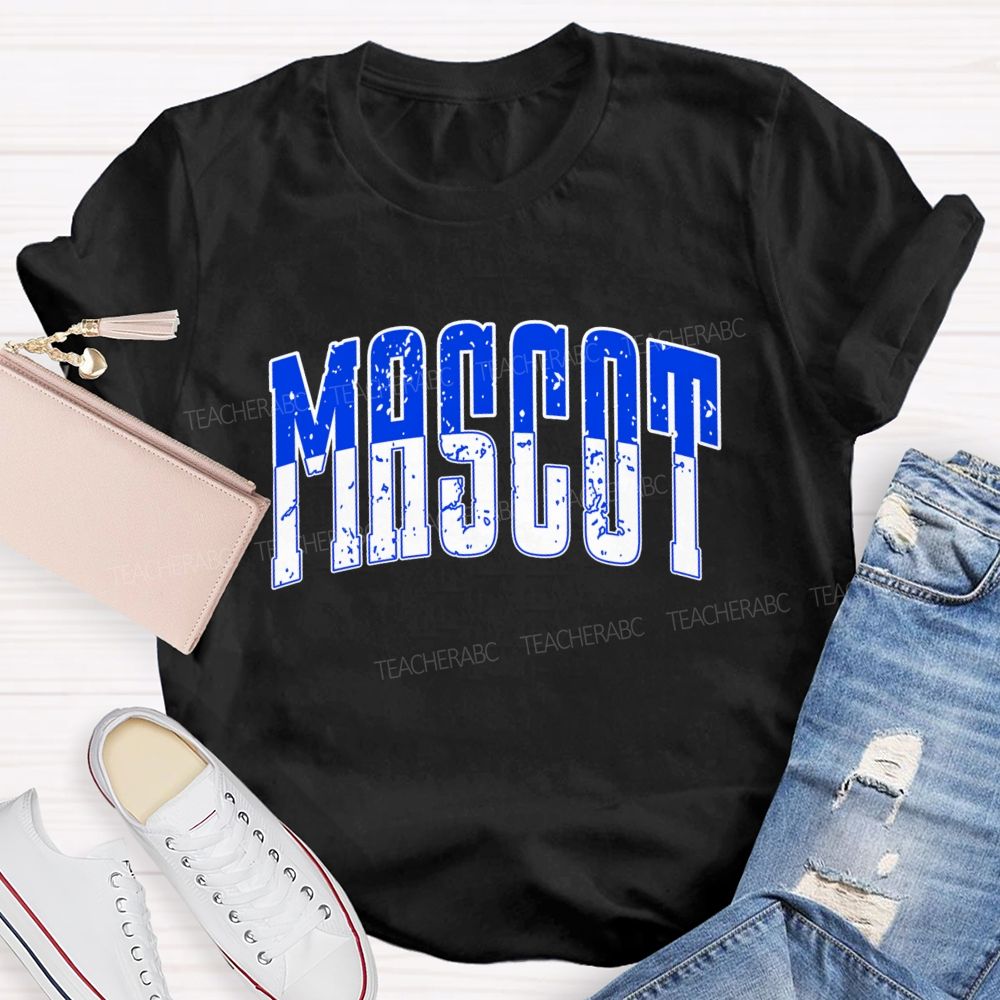 Personalized Mascot Contrasting Color Text Print Teacher T-shirt