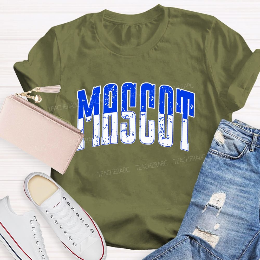 Personalized Mascot Contrasting Color Text Print Teacher T-shirt