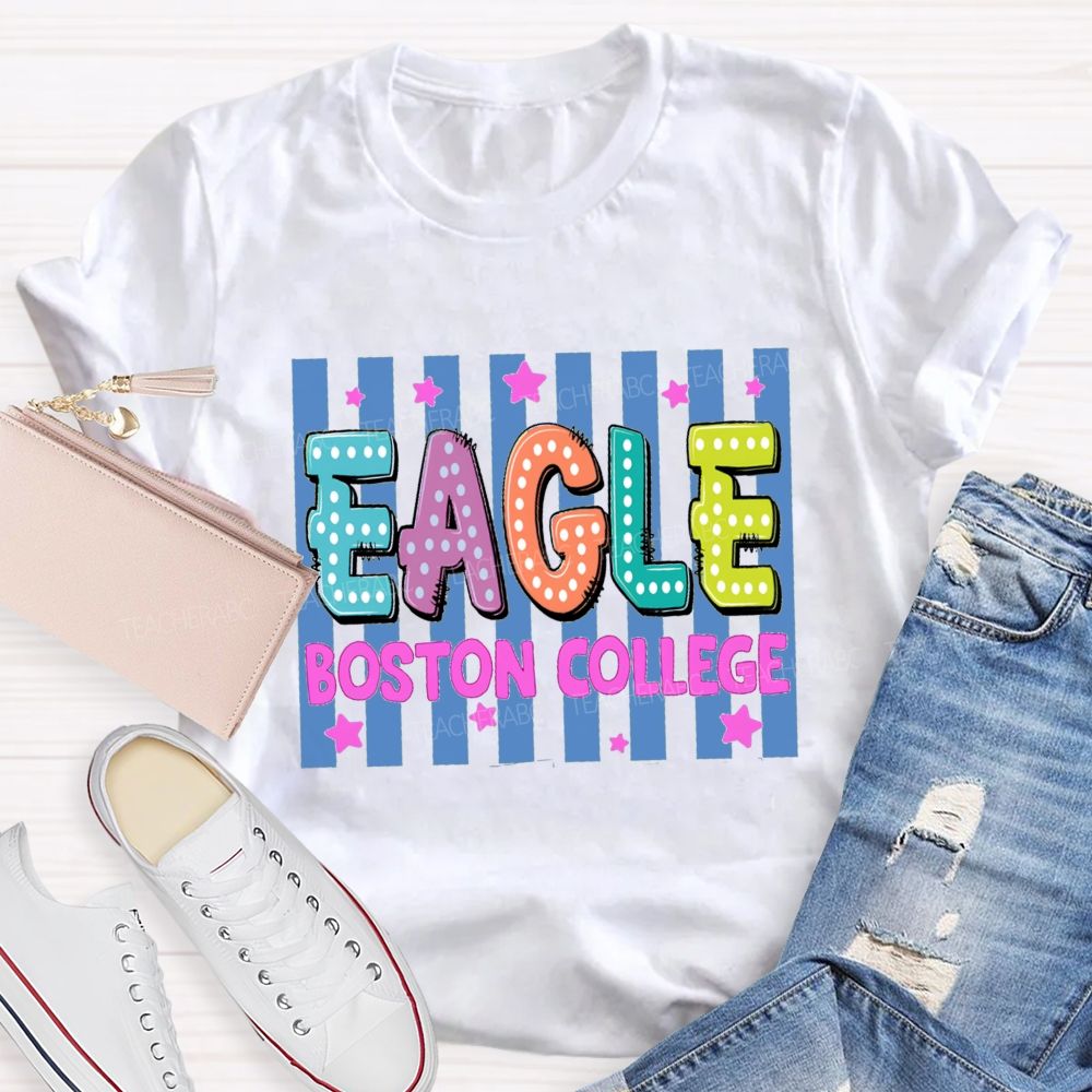 Personalized Mascot And School Name Strip Star Teacher T-Shirt