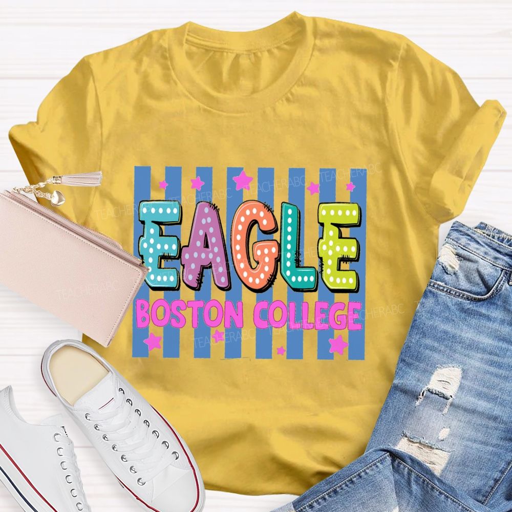 Personalized Mascot And School Name Strip Star Teacher T-Shirt