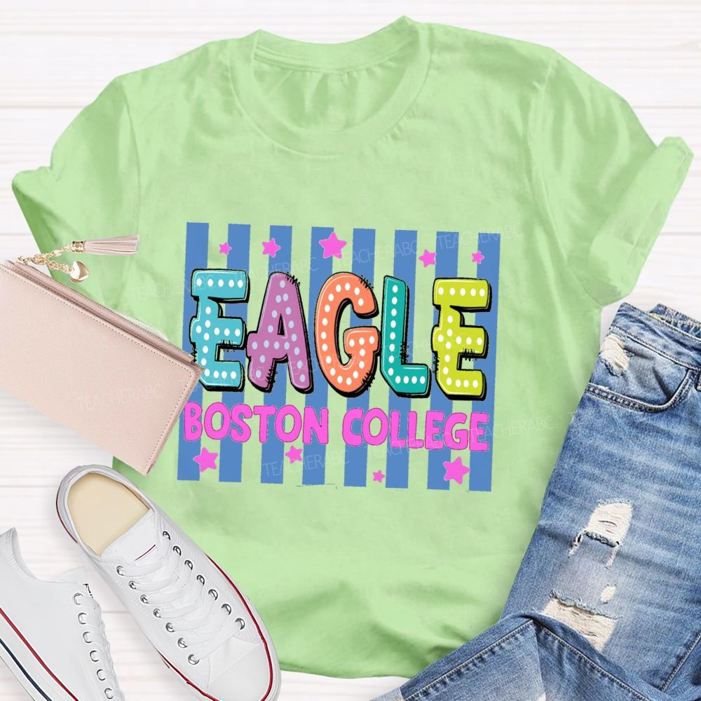 Personalized Mascot And School Name Strip Star Teacher T-Shirt