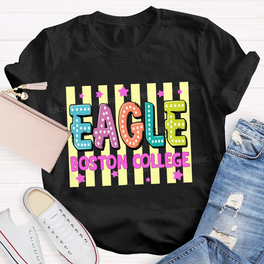 Personalized Mascot And School Name Strip Star Teacher T-Shirt