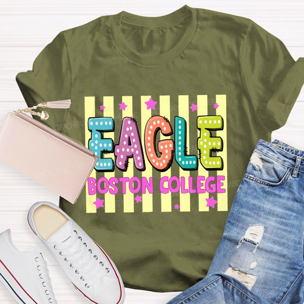 Personalized Mascot And School Name Strip Star Teacher T-Shirt