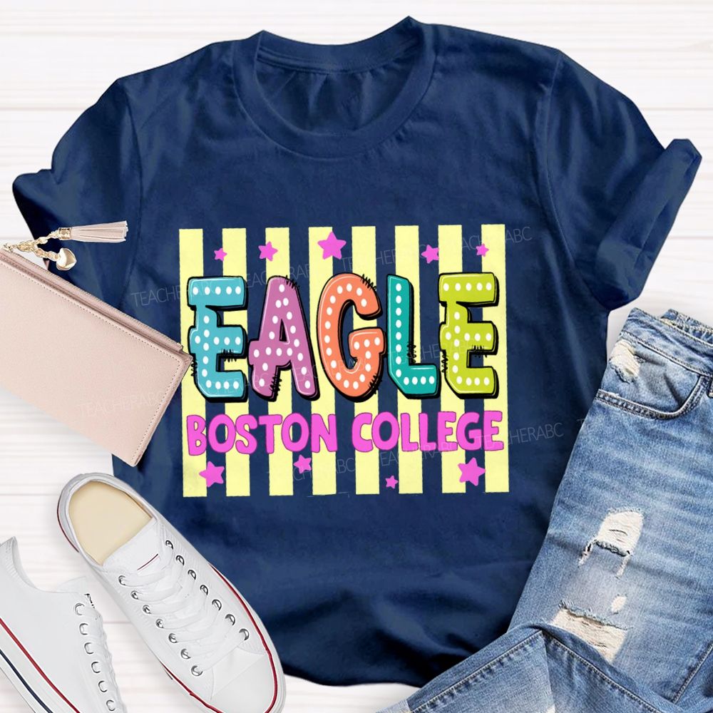 Personalized Mascot And School Name Strip Star Teacher T-Shirt