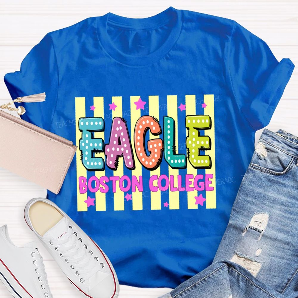 Personalized Mascot And School Name Strip Star Teacher T-Shirt