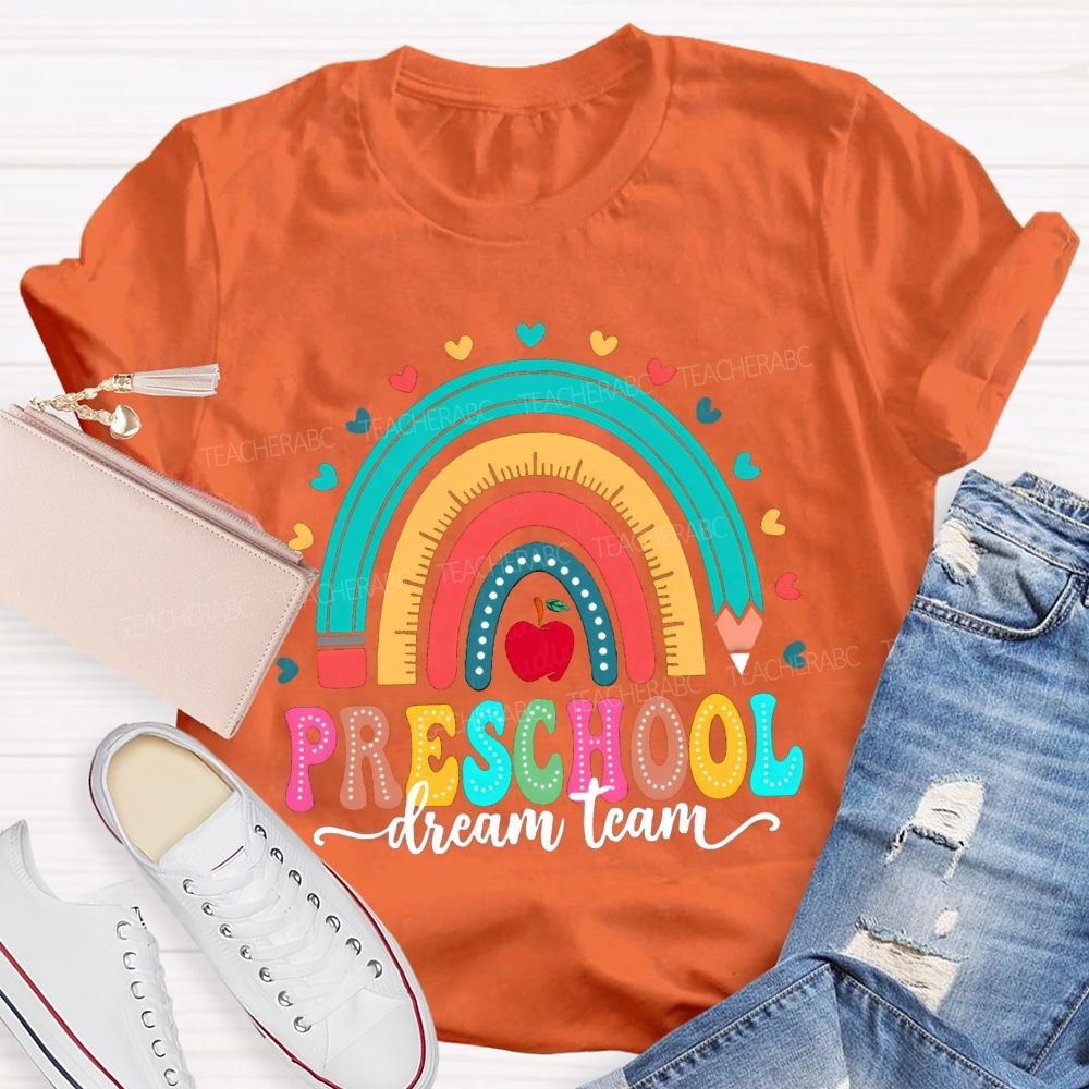Personalized Grade Rainbow Heart Apple Teacher T-Shirt