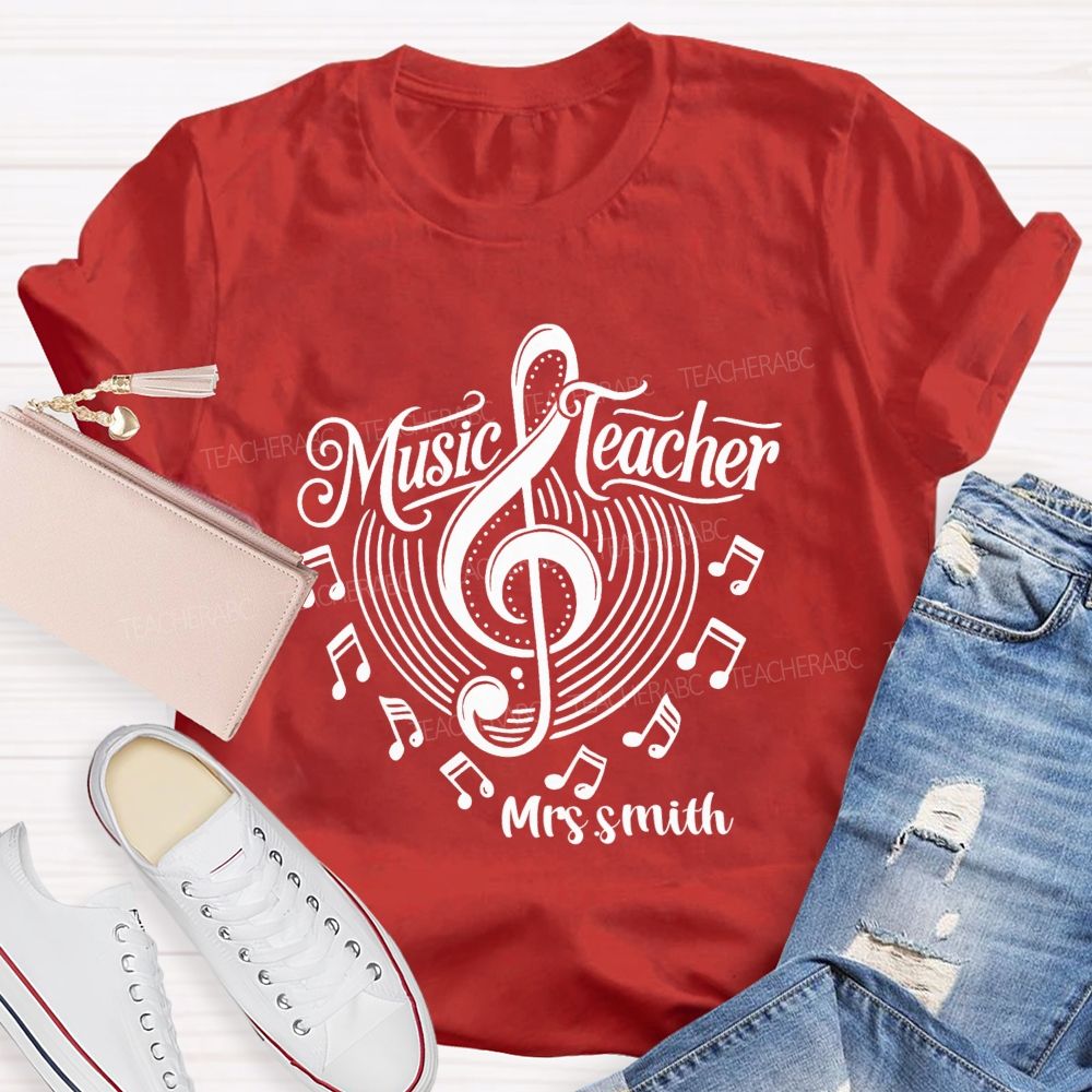Personalized Name Music Notes Music DNA Teacher T-shirt