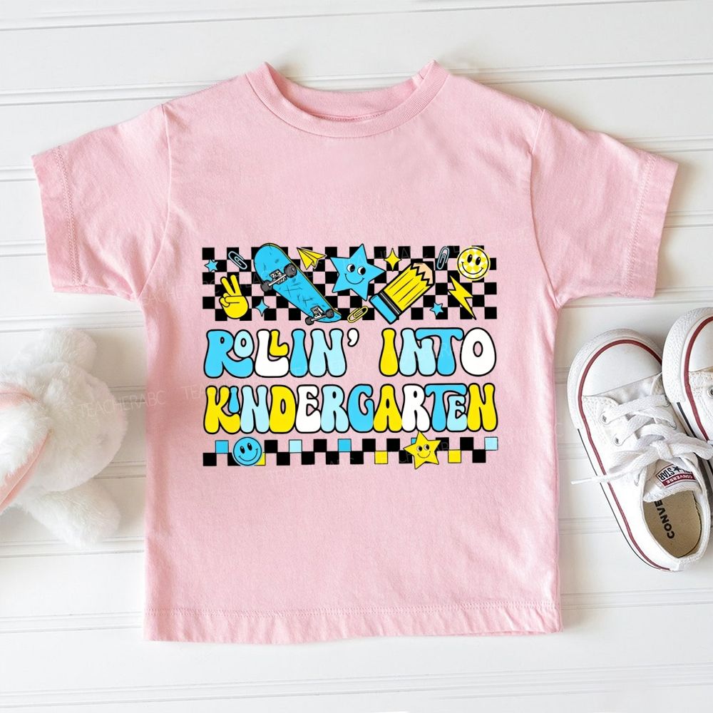 Personalized Grade Rollin' Into Kindergarten Toddler T-shirts