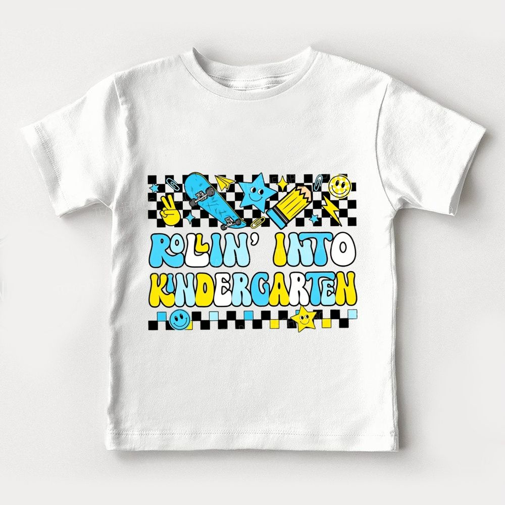 Personalized Grade Rollin' Into Kindergarten Toddler T-shirts