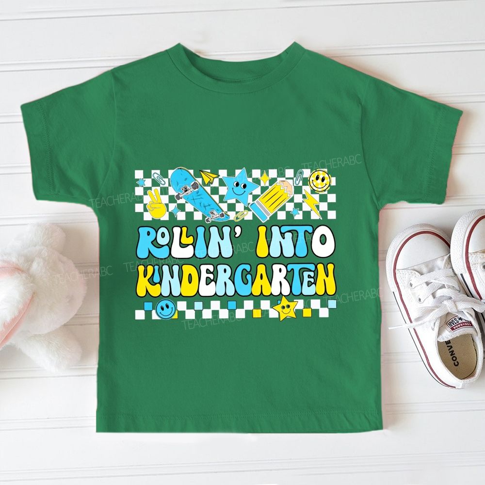 Personalized Grade Rollin' Into Kindergarten Toddler T-shirts