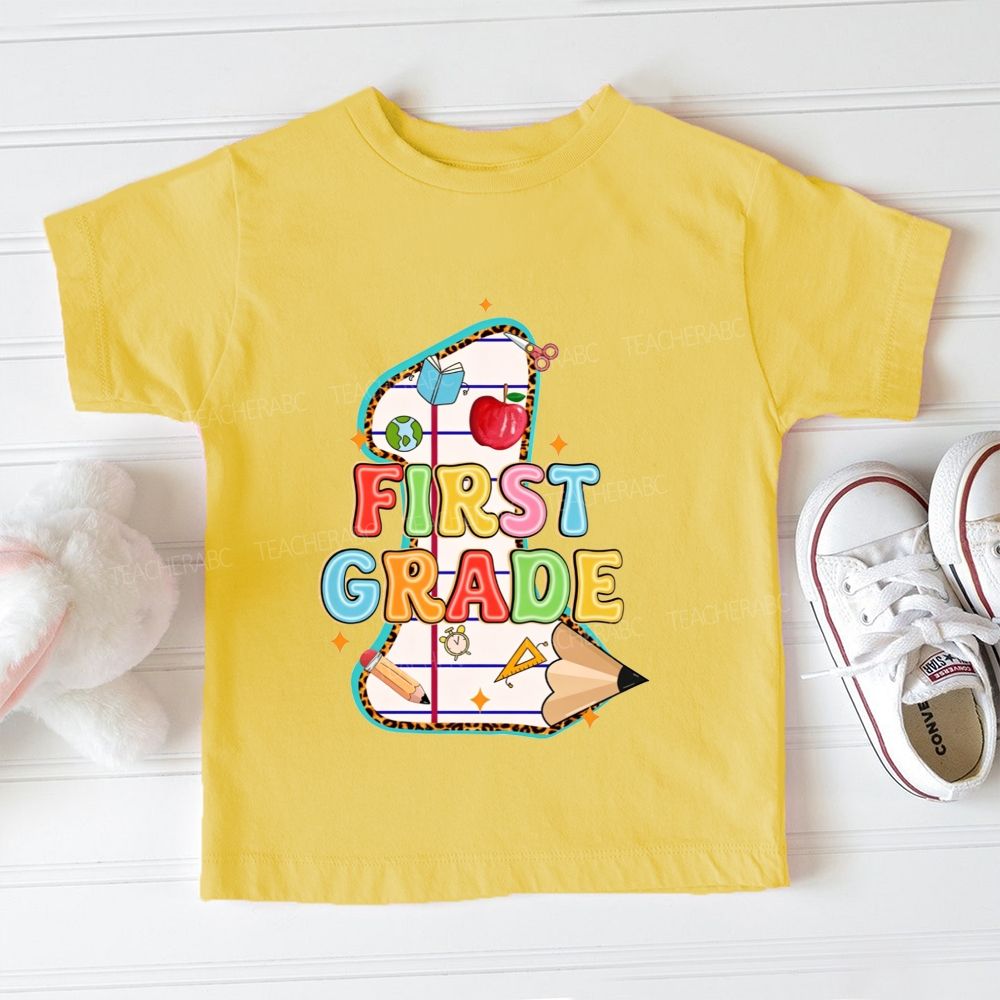 Personalized Grade Hello First Grade Here I Come Toddler T-shirts