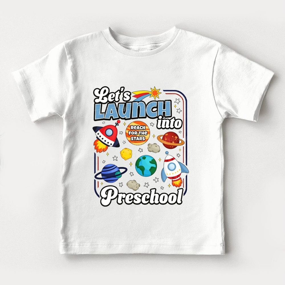 Personalized Grade Let'S Launch Into Preschool Toddler T-shirts