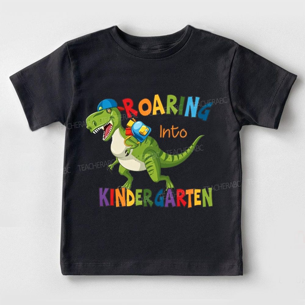Personalized Grade Roaring Into Kindergarten Toddler T-shirts