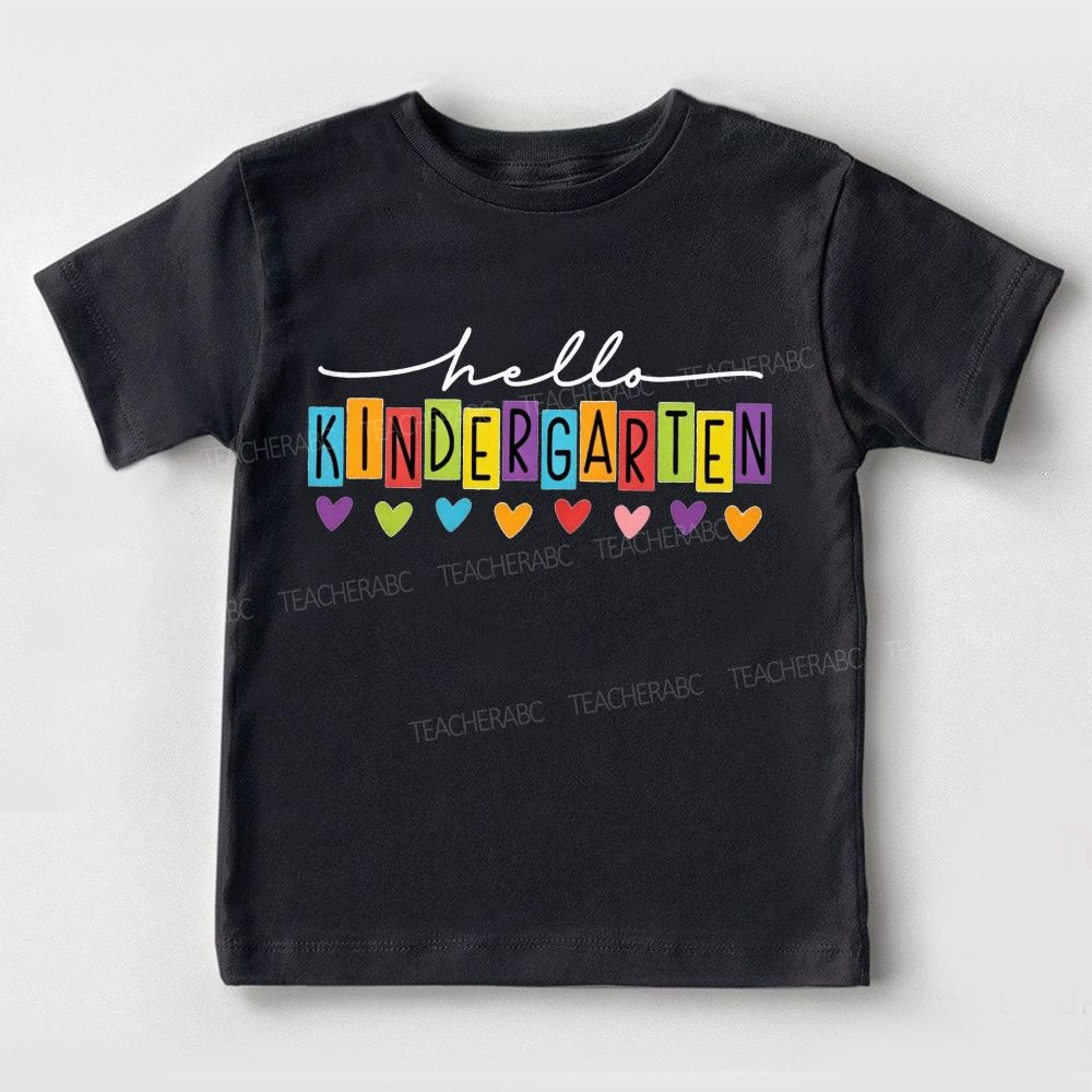 Personalized Grade Hello Kindergarten Color Heart Toddler T-shirts